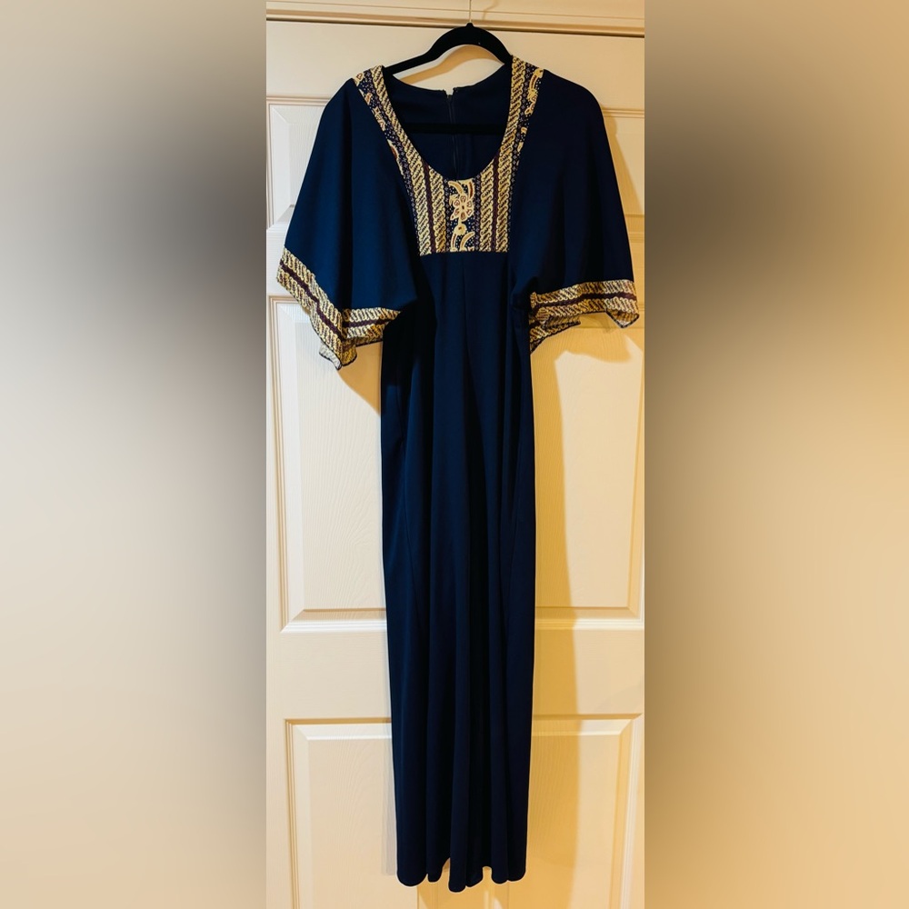 Vintage 70s Bell bottom jumpsuit Navy women’s 6